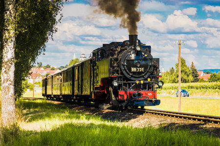 Narrow gauge railway on the track near Zittau, Germanyのeditorial素材