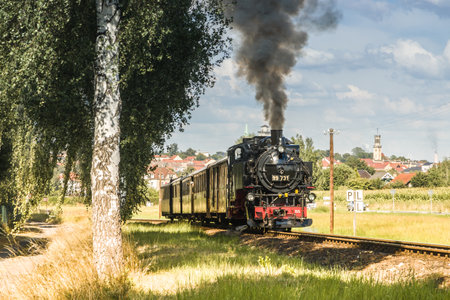 Narrow gauge railway on the track near Zittau, Germanyのeditorial素材