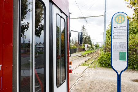 Tram station in Gotha.の写真素材