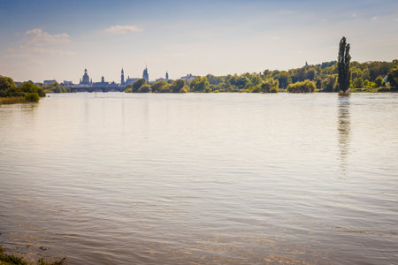 View of the city of Riga from the Daugava riverの写真素材