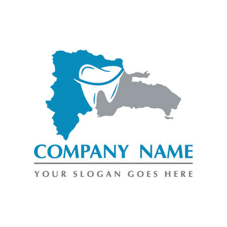 republic dominica map and teeth dental care symbol logo vectorのイラスト素材