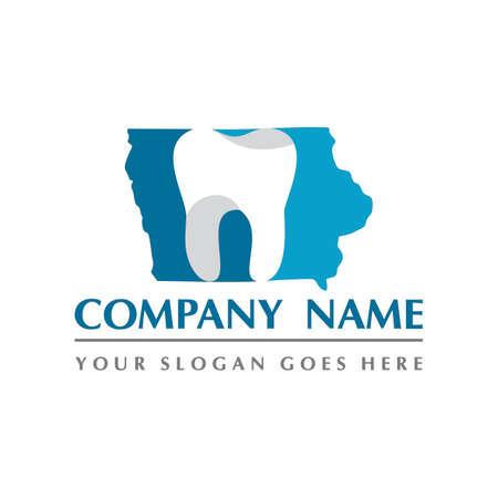 iowa map and teeth dental care symbol logo vectorのイラスト素材