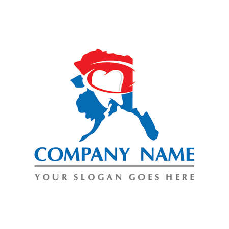 alaska map and teeth dental care symbol logo vectorのイラスト素材