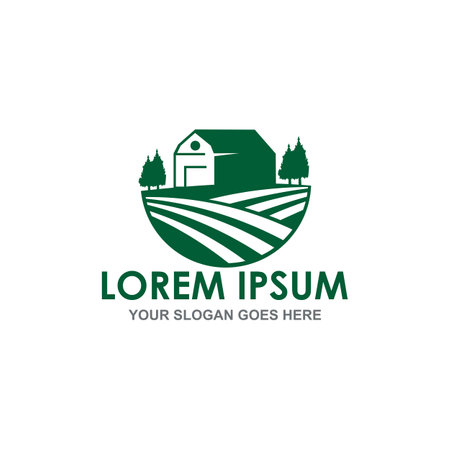 farm house vector , nature farm logoのイラスト素材