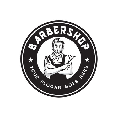 barbershop logoのイラスト素材