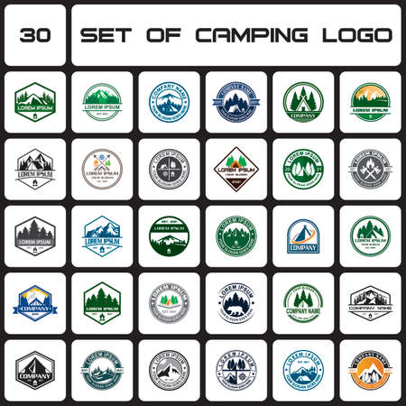 a set of camping logo , a set of adventure logoのイラスト素材