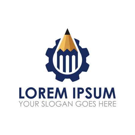 gear pen vector , education logoのイラスト素材