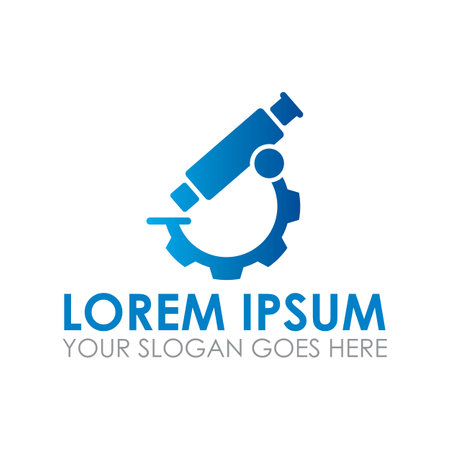 microscope gear vector , lab logoのイラスト素材
