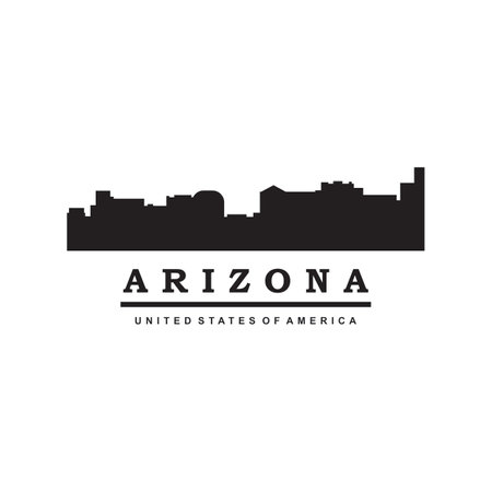 Arizona Skyline Silhouette Vector , Usa Skyscraper Logoのイラスト素材