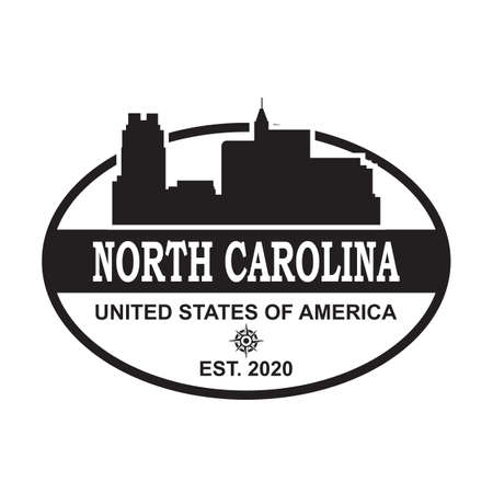 north carolina skyline silhouette vector logoのイラスト素材