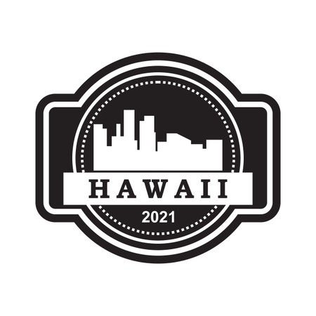 hawaii skyline silhouette vector logoのイラスト素材