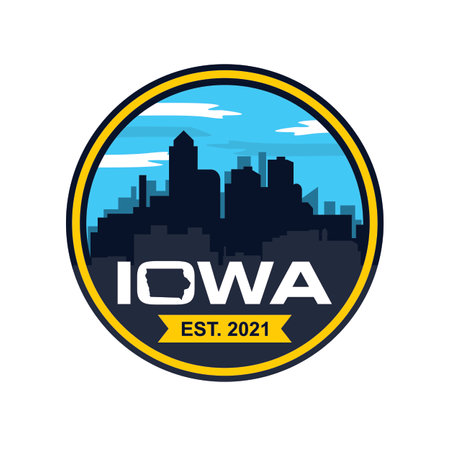 Iowa Skyline Vector , Iowa Skyscraper Logoのイラスト素材