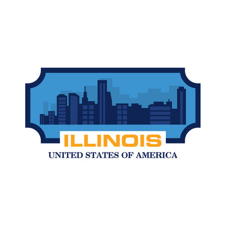 Illinois Skyline Vector , Chicago Skyscraper Logoのイラスト素材