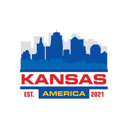 Kansas Skyline Vector , Kansas Skyscraper Logoのイラスト素材