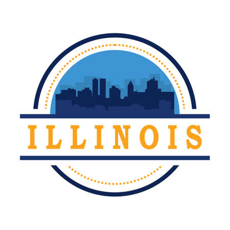 Illinois Skyline Vector , Chicago Skyscraper Logoのイラスト素材
