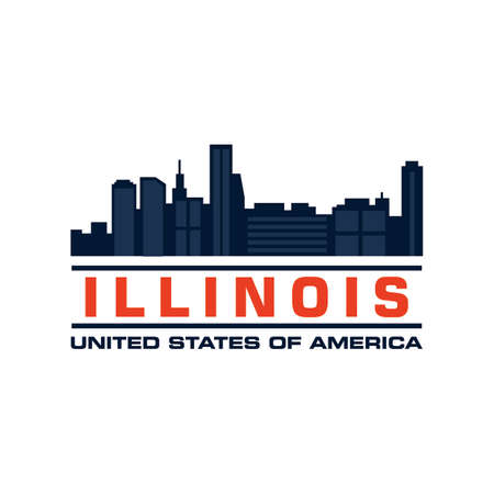 Illinois Skyline Vector , Chicago Skyscraper Logoのイラスト素材