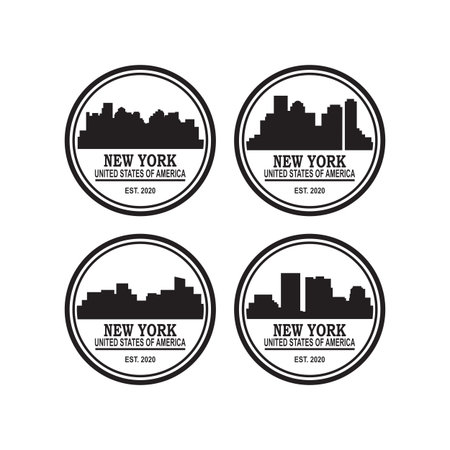 A Set Of Skyline New York Vector , A Set Of Skyscraper America Logoのイラスト素材