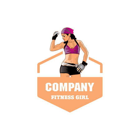 fitness girl logo , gym logoのイラスト素材
