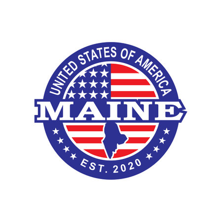 Maine Map Vector , Country Logoのイラスト素材