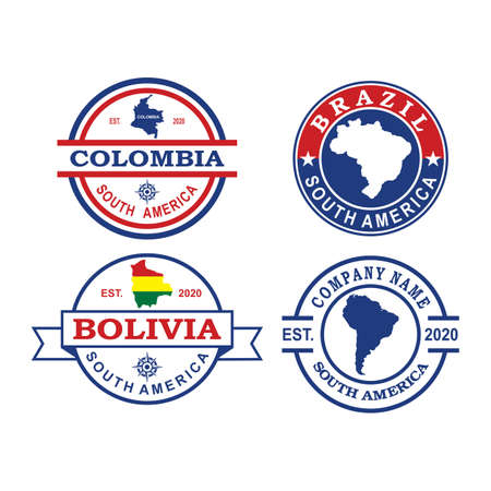 South America Map Vector , Country Logoのイラスト素材