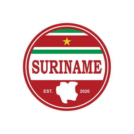 Suriname Map Vector , Country Logoのイラスト素材