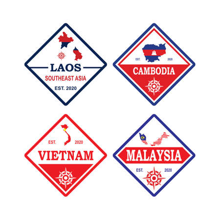Southeast Map Vector , Asia Logoのイラスト素材