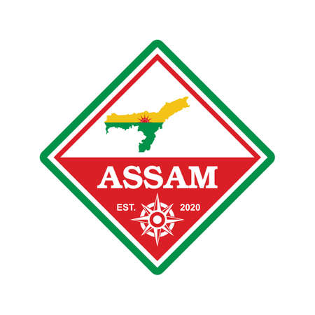 Assam Map Vector , India Logoのイラスト素材