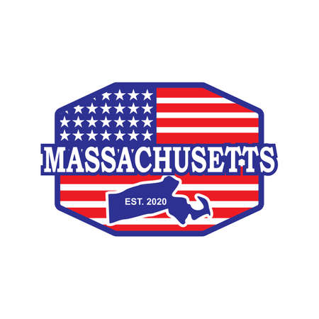 Massachusetts Map Vector , United States Logoのイラスト素材