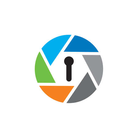 LENS SECURITY LOGO , CAMERA LOCK LOGOのイラスト素材