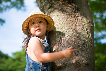 Girl to climb a treeの写真素材