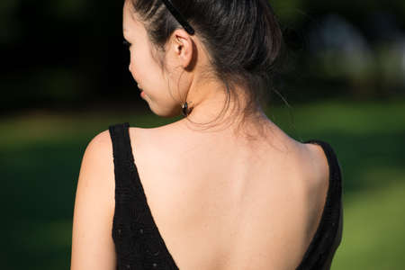 Rear View of Japanese womanの写真素材