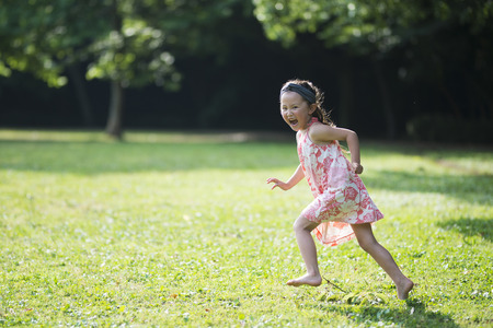 Running Little Girlの写真素材