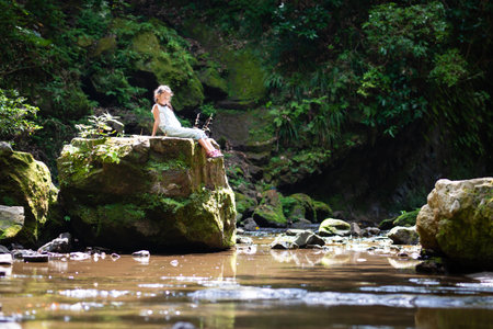 Girl relaxing in the river