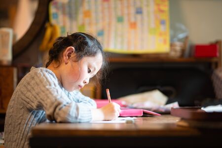 Girl to study at homeの写真素材