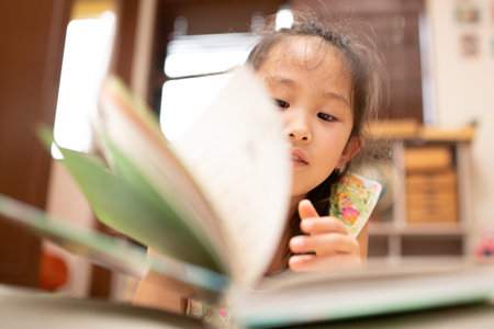 Girl lying down and reading a book
