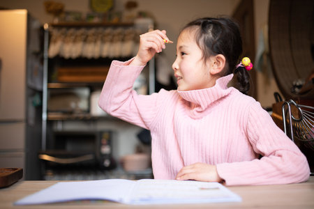 Girl to study at homeの写真素材