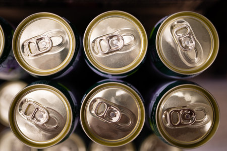 Top of many canned beveragesの写真素材