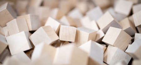 Lots of accurate wooden blocksの写真素材