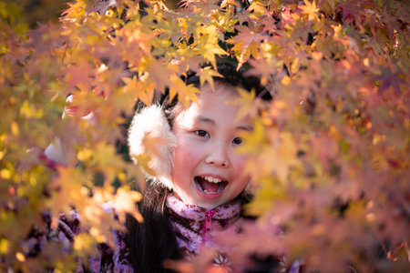 autumn leaves and girl