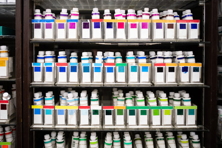 A lot of paints on display