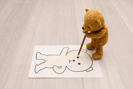 teddy bear drawing self portraitの写真素材