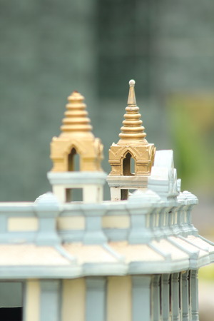 fence with golden pagoda.の写真素材