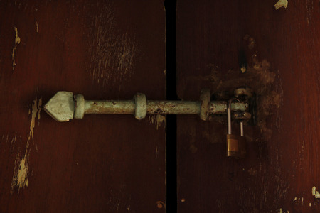 Old steel bolt for door lockの写真素材