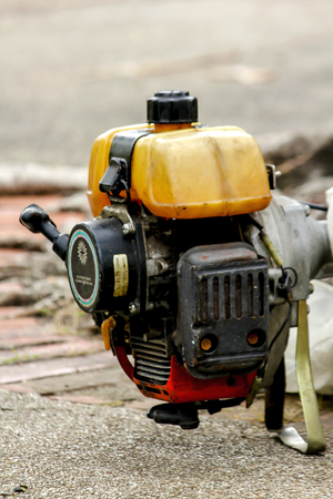 Old engine of a lawn mower.の写真素材