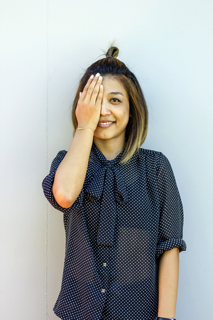 Women laughing and embarrassedの写真素材