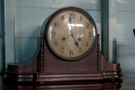 Ancient Clock Is on the table