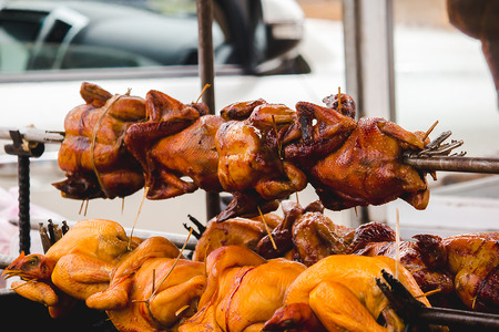 Grilled chicken on the stove Thai style foodの写真素材