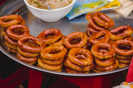Donut topped with sugar Thai style foodの写真素材