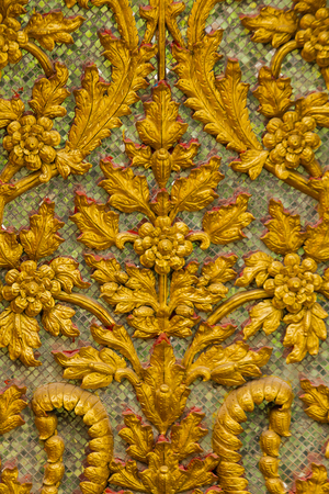 A pattern that is unique to Thailand on a temple wall.の写真素材