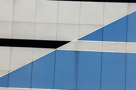 The glass wall used to decorate the building is translucent.の写真素材